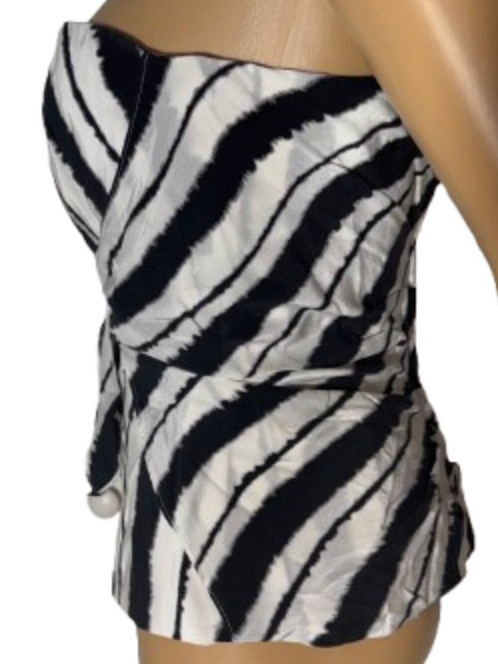 White House Black Market Black & White Strapless Tie-Front Corset Size 4 - Picture 3 of 8